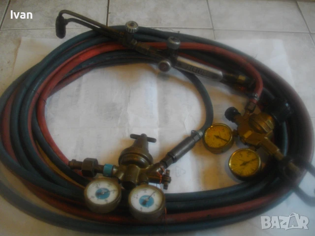 ОКСИЖЕН НЕМСКИ СТАРО КАЧЕСТВО РЕЗАК 47см SIRIUS МАРУЧИ 2Х10м ОРИГИНАЛНИ Ф11мм РЕДУЦИР ВЕНТИЛИ 2бр. , снимка 5 - Други инструменти - 51075815