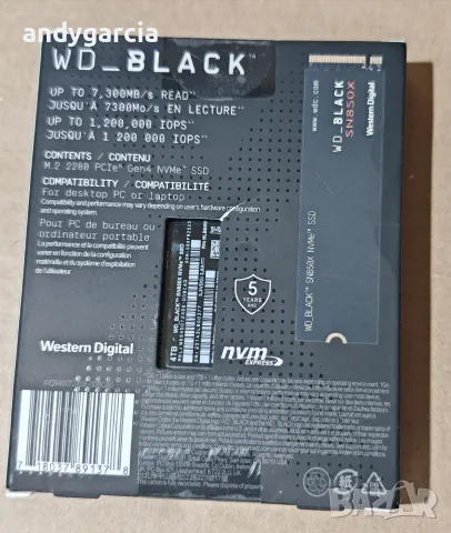 4TB 4000GB Western Digital Black SN850X SSD M.2 NVMe PCIe Gen 4, 7300MB/s read 6600MB/s write НОВ, снимка 4 - Твърди дискове - 56166246