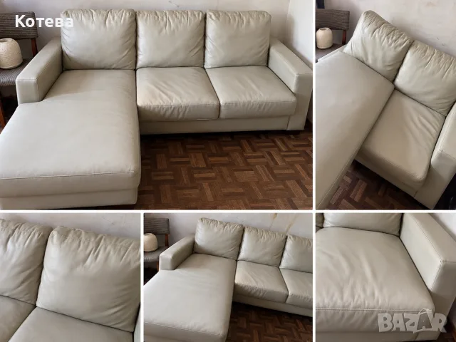 🛋️ Малък кожен ъглов диван – много удобен – 120 €, снимка 2 - Дивани и мека мебел - 56049611