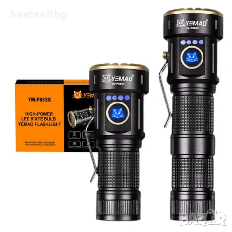 Мощен мини прожектор 3000 лумена USB-C ръчен фенер зареждане за лов риболов къмпинг туризъм палатка, снимка 13 - Къмпинг осветление - 54109876