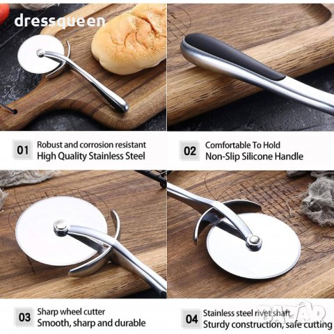 3813 Изцяло стоманен нож за пица, снимка 8 - Други стоки за дома - 39725544