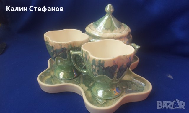 Сервиз за кафе за двама, чашки, захарничка, поднос, порцелан, снимка 6 - Чаши - 38096730