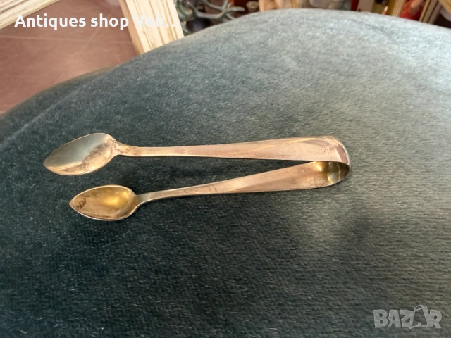 Сребърна щипка за лед/захар №8003 , снимка 3 - Други ценни предмети - 53926178