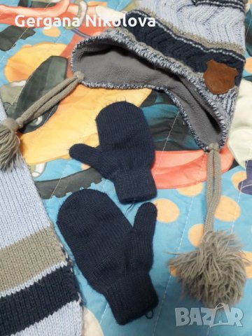 Зимна шапка,шал и ръкавички за бебе, снимка 3 - Бебешки шапки - 31101028