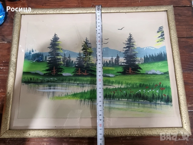 пейзаж с езеро , снимка 3 - Картини - 54000304