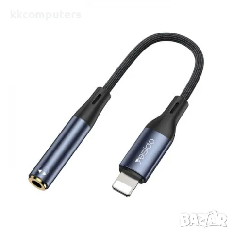 Yesido YAU37 Синхронизиращ кабел /Черен/ Lightning(iPhone) - AUX 3.5mm Баркод : 2403481