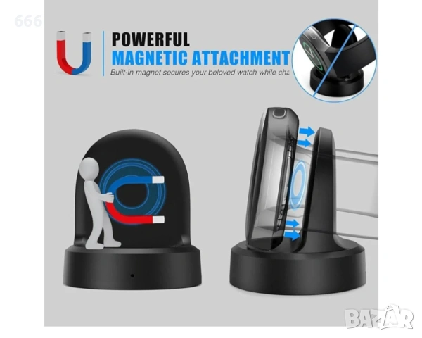 Зарядно устройство MYAYD, съвместимо със Samsung Gear S3/S2, докинг станция с USB кабел за зареждане, снимка 4 - Друга електроника - 53897057