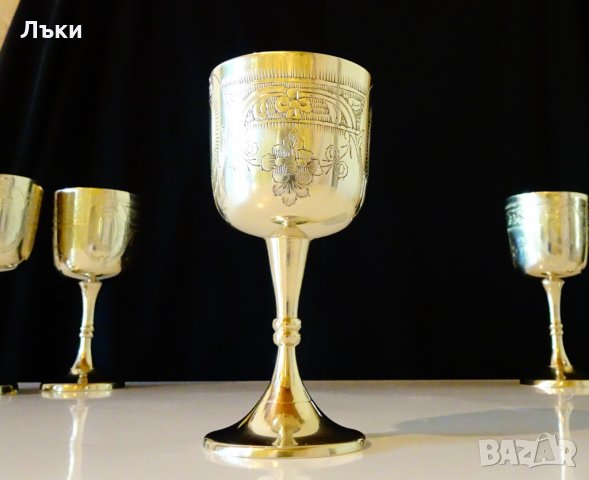 Английски бокал,чаша за вино,бронз, снимка 3 - Антикварни и старинни предмети - 29420031