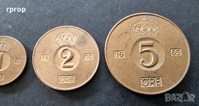  Монети. Швеция. 1 ,2 ,5 оре. Стара емисия. , снимка 3 - Нумизматика и бонистика - 37665718