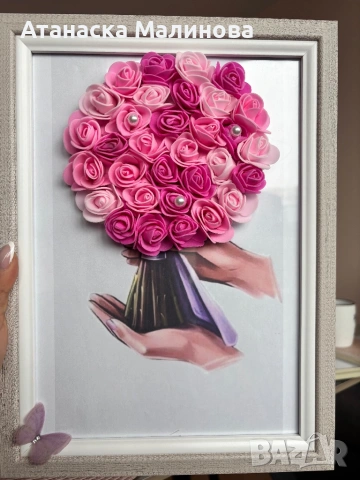 Рамки с рози и мъх , снимка 2 - Подаръци за жени - 54333051
