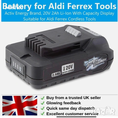 Ferrex 20V акумулаторен ъглошлайф FAW-20 + батерия Activ Energy 2.0Ah - и зарядно, снимка 4 - Ъглошлайфи - 53964065