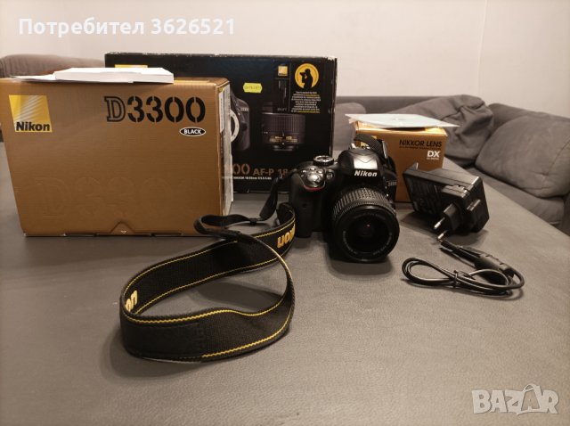 фотоапарат Nikon D3300, цял комплект с дефект на обектив, снимка 4 - Фотоапарати - 39481520