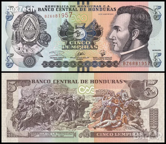 ⭐ Хондурас 2019 5 лемпира UNC нова ⭐