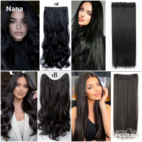 Черни треси екстеншън Дължина 60см Цена 21€, снимка 5 - Аксесоари за коса - 54183046