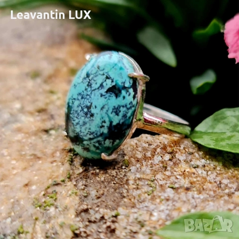 Сребърен пръстен с Тюркоаз , снимка 4 - Пръстени - 52033025