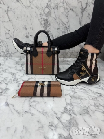 дамски комплект маратонки, чанта и портмоне Burberry , снимка 4 - Маратонки - 52093151