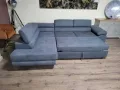 Сив ъглов диван от плат с фунция сън и ракла, снимка 7