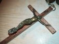 дървен кръст с христос и ланец-1.2метра, снимка 3