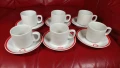 Порцеланов комплект за кафе, 6 чинийки и 6 чаши, балкан турист, балкантурист, червена щампа, снимка 5