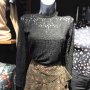 Дантелена черна блуза, снимка 1 - Блузи с дълъг ръкав и пуловери - 37618996