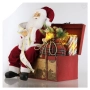Коледна реалистична фигура на Дядо Коледа в сандък с подаръци, Звук и LED светлини, снимка 2