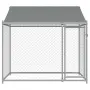 vidaXL Кучешка клетка с покрив и врата сив 2x2x2 м поцинкована стомана, снимка 4