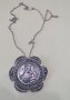 Стара възрожденска Сребърна икона 1760 - 1878г, амулет, накит,  медальон с Богородица, панагия 65 мм