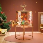 Стъклен диспенсър за напитки 2.6 L с коледен дизайн и златиста стойка, снимка 1