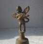 Ангел цигулар Стара бронзова камбана камбанка звънец звънче, снимка 1 - Статуетки - 32157339