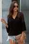 Елегантна дамска блуза в черно с дълъг ръкав и ефектна бродерия, снимка 1 - Блузи с дълъг ръкав и пуловери - 42193168