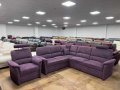 Лилав ъглов диван от плат с функция сън и фотьойл "PP-HS14006", снимка 1 - Дивани и мека мебел - 39971345