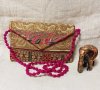 Малка дамска чанта със златна бродерия 1-3, снимка 2