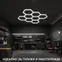 LED хексагонално осветление за гараж и работилница 280W, 6500K, 257.6×244.4 см, 35 LED панела, IP54, снимка 4