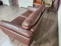 Кафяв кожен диван двойка, снимка 3