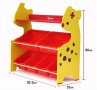  дървена етажерка органайзер за играчки и книги ЖИРАФ ЖЪЛТ с 4 коша , снимка 3