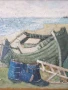 69х58см/стара картина масло върху платно/морски пейзаж/рибарски лодки/1972/дървена рамка, снимка 2