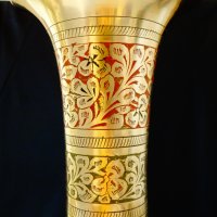 Бронзова ваза,клетъчен емайл 37 см. , снимка 2 - Вази - 31768637