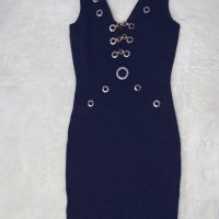 Тъмно синя рокля с катарами, снимка 6 - Рокли - 28654268
