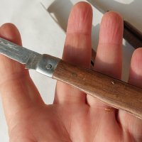 стара сгъваема ножка с дървена дръжка - 3 бр. нож ножче ножове, снимка 4 - Антикварни и старинни предмети - 44355171