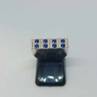 Сребърен пръстен сини циркони, снимка 2 - Пръстени - 42755945