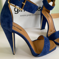 Сини сандали на висок ток Gino Rossi, снимка 2 - Сандали - 36415443