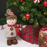 Коледен Снежен човек, Дървени копчета, 43см, снимка 2 - Декорация за дома - 42707991
