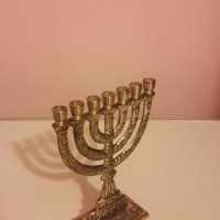 Еврейски месингов свещник, снимка 5 - Антикварни и старинни предмети - 44736276