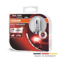 Osram H4 Night Breaker Silver +100% халогенни крушки за предни фарове на кола, снимка 1 - Аксесоари и консумативи - 32205033