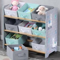 Етажерка за детски играчки-66х59,5х30/детска етажерка с текстилни кутии, снимка 1 - Мебели за детската стая - 35334414