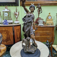 Уникална голяма антикварна френска авторска фигура статуетка , снимка 1 - Антикварни и старинни предмети - 44693387