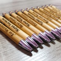 Гравирана химикалка от бамбук - надпис по избор (кутия по желание), снимка 3 - Ученически пособия, канцеларски материали - 36611167