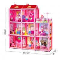 Детска триетажна къща с кукла и обзавеждане, снимка 2 - Кукли - 38750328