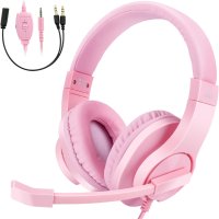 Neefeaer Pink Геймърски слушалки стерео съраунд звук, розови, снимка 1 - Слушалки и портативни колонки - 44391646