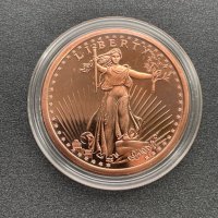 1 oz медна монета - St Gaudens Walking Liberty, снимка 3 - Нумизматика и бонистика - 44352726